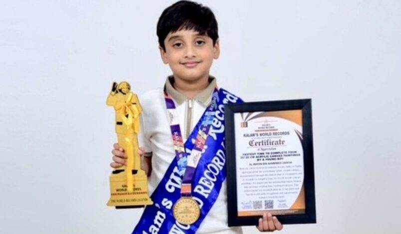6-Year-Old Indian Boy in Qatar Sets Five World Records in Art